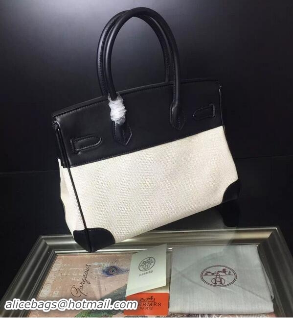 Low Price Hermes Birkin 35CM Tote Bags Black&Offwhite H35 Gold