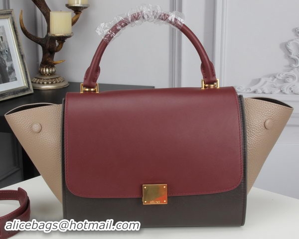 Top Grade Celine mini Trapeze Bag Original Calfskin Leather CTA3345 Burgundy