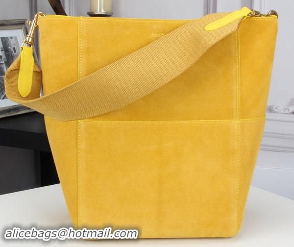 Leisure CELINE Sangle Seau Bag in Original Suede Leather C3360 Yellow