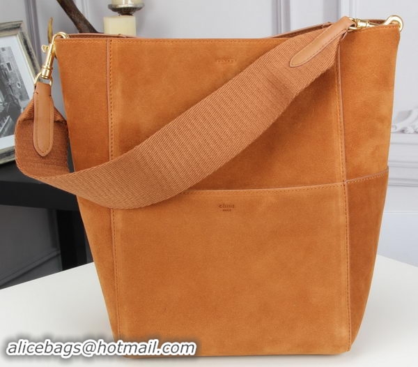 Unique Style CELINE Sangle Seau Bag in Original Suede Leather C3360 Wheat