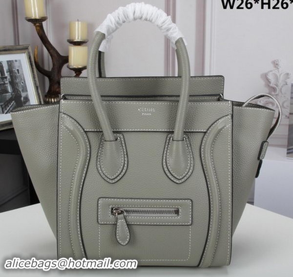 Duplicate Celine Luggage Micro Tote Bag Original Litchi Leather CLY33081M Grey