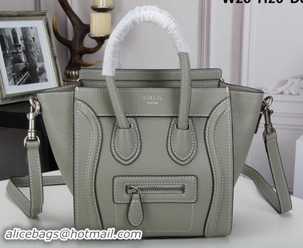 Charming Celine Luggage Nano Tote Bag Original Litchi Leather CLY33081S Grey