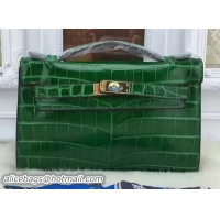 Grade Quality Hermes MINI Kelly 22cm Tote Bag Croco Leather KL22 Green