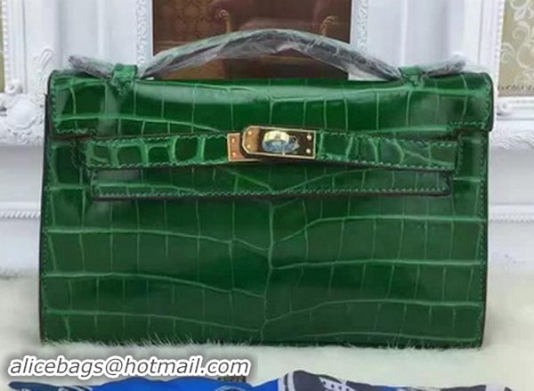 Grade Quality Hermes MINI Kelly 22cm Tote Bag Croco Leather KL22 Green