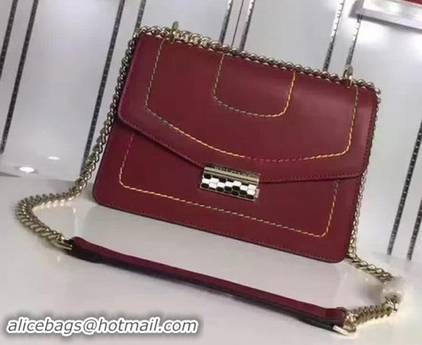 Leisure BVLGARI Flap Shoulder Bag Original Leather BG180999 Wine