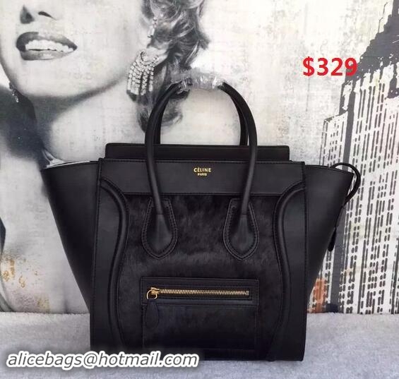 Fashion Celine Luggage Micro Tote Bag Suede Leather Black