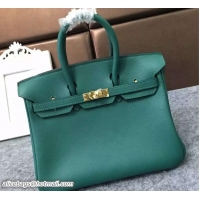 Grade Quality Hermes Birkin 25CM Tote Bag Original Leather H25 Green Gold