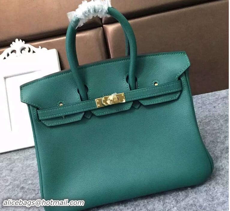 Grade Quality Hermes Birkin 25CM Tote Bag Original Leather H25 Green Gold