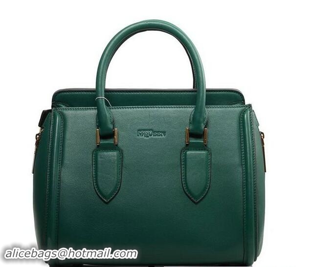 Discount Fashion ALEXANDER MCQUEEN Heroine Medium Original Leather Top Handle Bag 8817 Dark Green