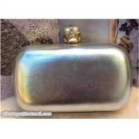 Unique Style Alexander McQueen Skull Box Clutch Bag Gold/Silver