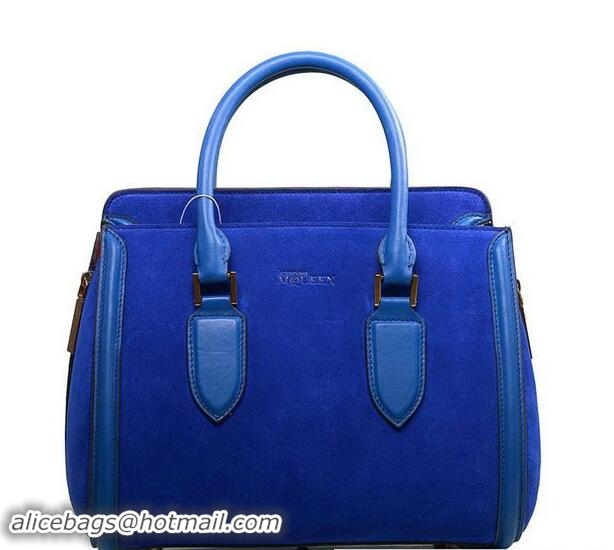 Classic Specials ALEXANDER MCQUEEN Heroine Medium Nubuck Leather Top Handle Bag 8817 Blue