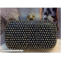 Good Product Alexander McQueen Skull Box Clutch Bag Studded Black