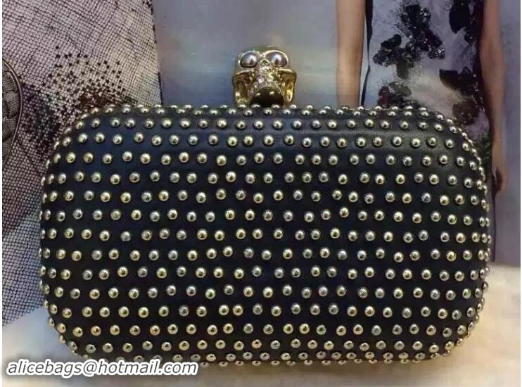 Good Product Alexander McQueen Skull Box Clutch Bag Studded Black