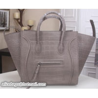 Buy Luxury Celine Luggage Phantom Tote Bag Croco Leather CT3341 Grey