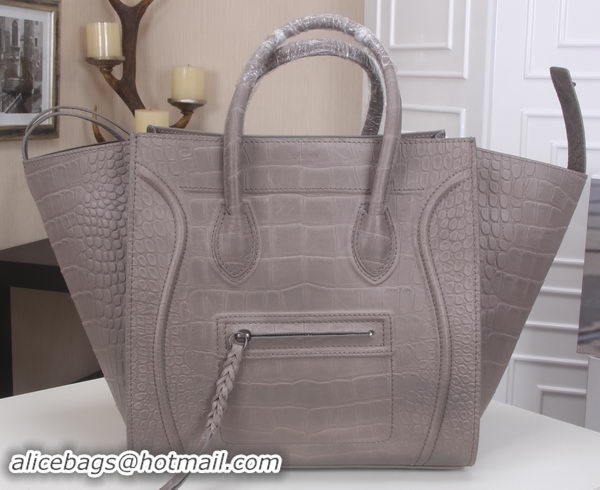 Buy Luxury Celine Luggage Phantom Tote Bag Croco Leather CT3341 Grey