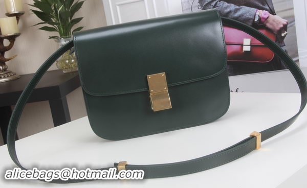 Low Price Celine Classic Box Flap Bag Calfskin Leather C3369 Green