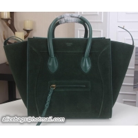 Unique Style Celine Luggage Phantom Tote Bag Suede Leather CT3341 Green