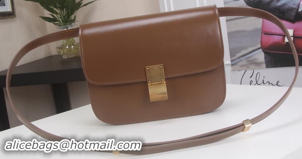 Best Grade Celine Classic Box Flap Bag Calfskin Leather C3369 Brown