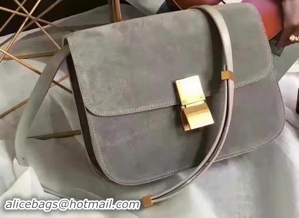 Discount Fashion Celine Classic Box Flap Bag Suede Leather C20445 Grey