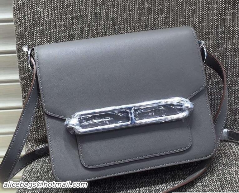 Crafted Hermes Original Swift Leather Roulis Bag 703053 Dark Gray