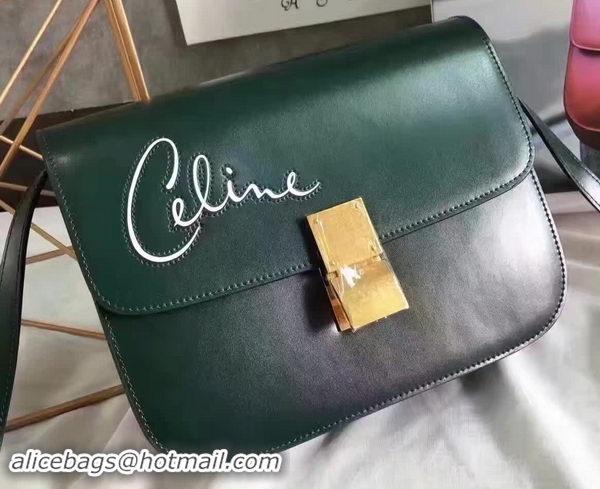 Purchase Celine Classic Box Flap Bag Smooth Leather C20446 Green