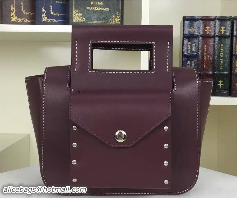 Sumptuous Celine Natural Calfskin Small Square Tote Bag 703081 Burgundy