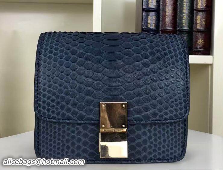 Popular Style Celine Python Leather Classic Box Small Bag 703083 Dark Blue