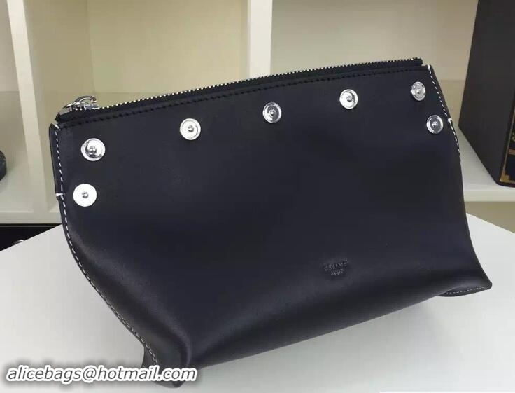 Best Luxury Celine Natural Calfskin Sailor Clutch Bag With Studs 703088 Black