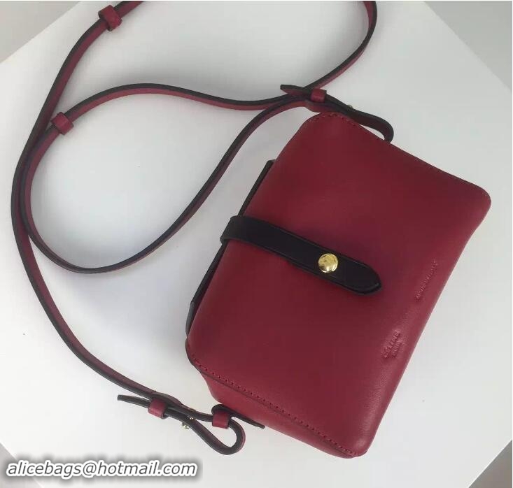 Fashion Luxury Celine Natural Calfskin Box On Strap Bag 703091 Dark Red