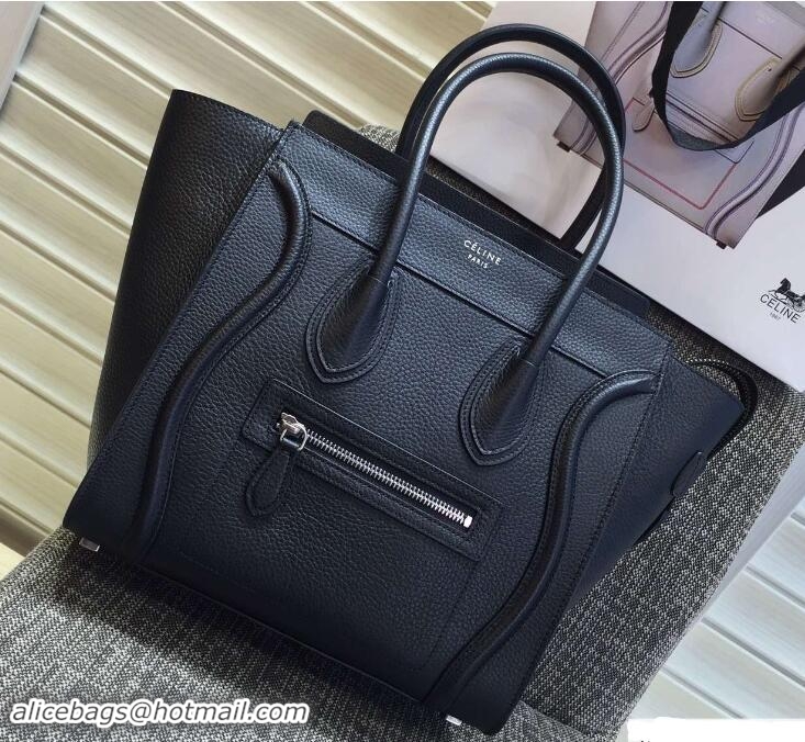 Top Grade Celine Luggage Micro Tote Bag in Original Grained Leather 703096 Black