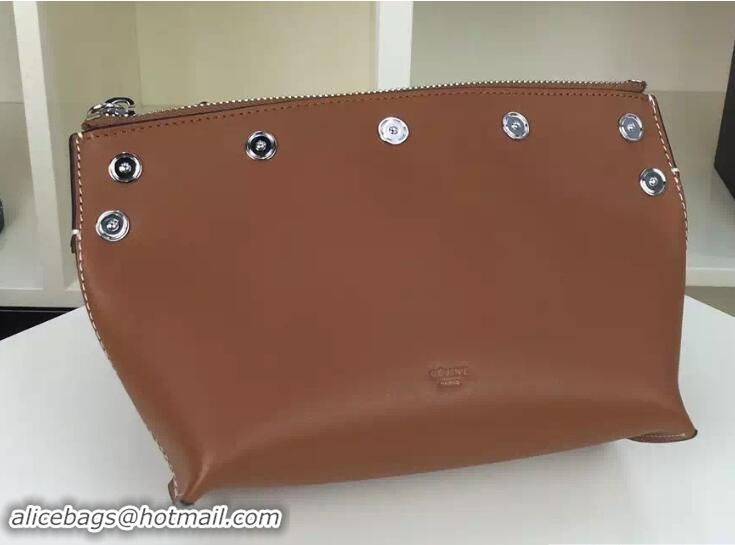 Low Price Celine Natural Calfskin Sailor Clutch Bag With Studs 703088 Khaki