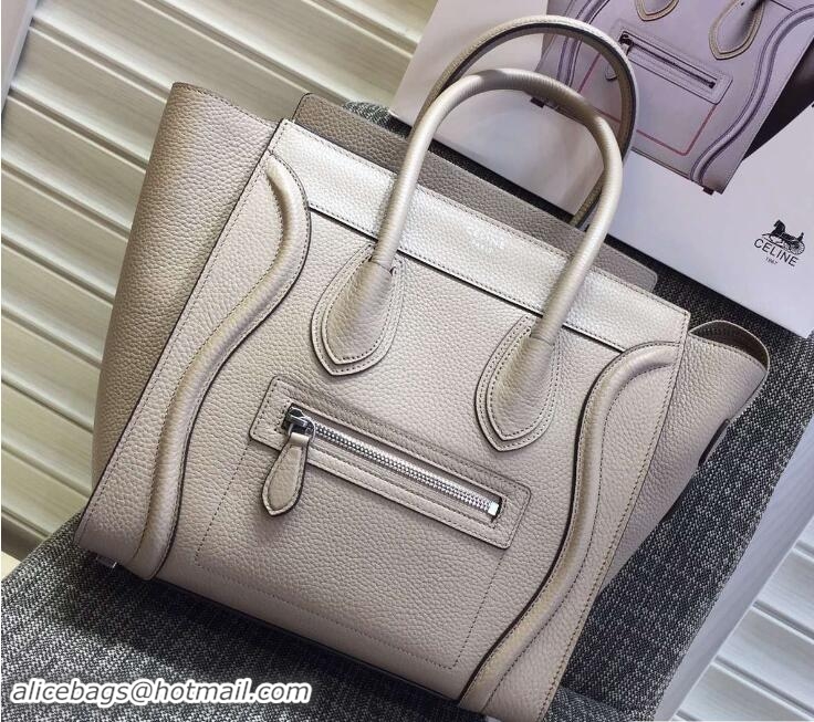 Durable Celine Luggage Micro Tote Bag in Original Grained Leather 703096 Beige