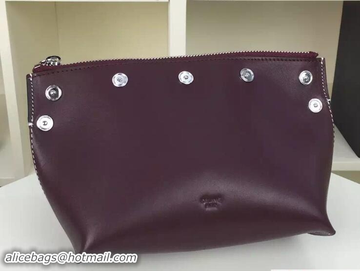 Custom Celine Natural Calfskin Sailor Clutch Bag With Studs 703088 Burgundy