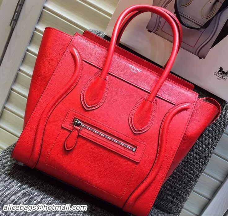 Good Product Celine Luggage Micro Tote Bag in Original Goatskin Leather 703097 Cerise