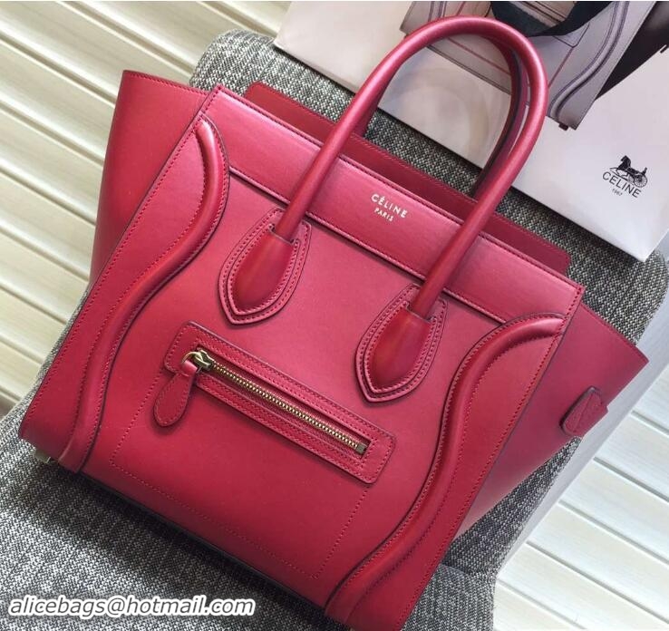 Low Cost Celine Luggage Micro Tote Bag in Original Smooth Calfskin 703098 Red