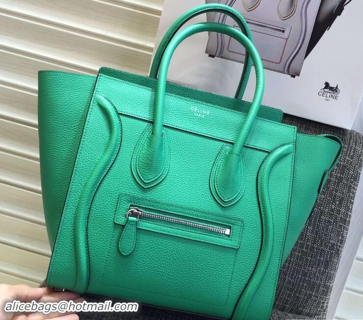 Original Cheap Celine Luggage Micro Tote Bag in Original Grained Leather 703096 Green