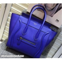 Grade Celine Luggage Micro Tote Bag in Original Goatskin Leather 703097 Electric Blue