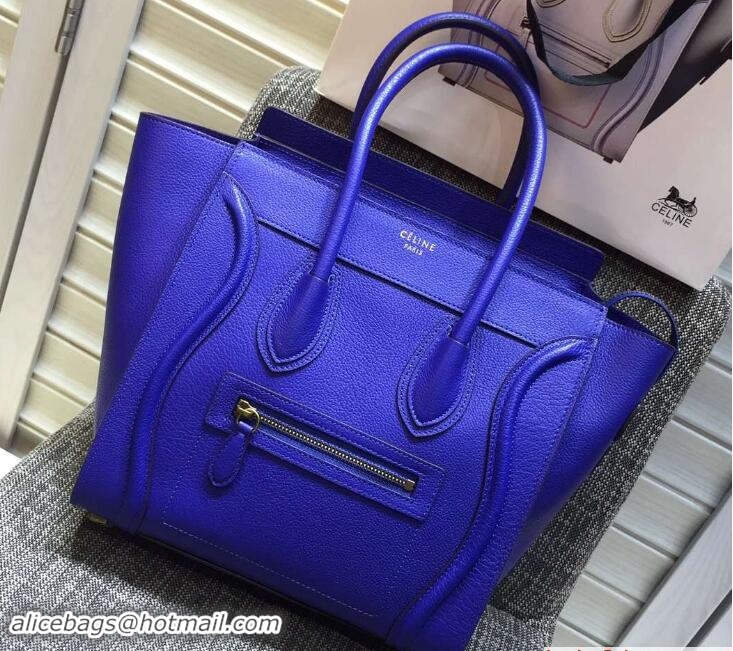 Grade Celine Luggage Micro Tote Bag in Original Goatskin Leather 703097 Electric Blue