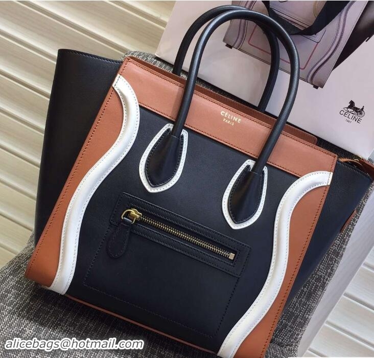 Fashion Celine Luggage Micro Tote Bag in Original Leather Black/White/Khaki/Navy Blue 703099