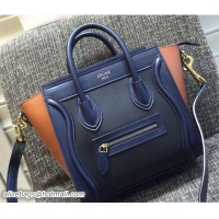 AAAAA Celine Luggage Nano Tote Bag in Original Leather Navy Blue/Black/Khaki 7031101