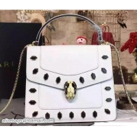 Good Quality Bvlgari Serpenti Forever Flap Cover Bag White Embellished with Onyx 51105-5