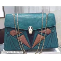 Popular Style Bvlgari Lizard Pattern Serpenti Forever Flap Hobo Large Bag 51104 Green