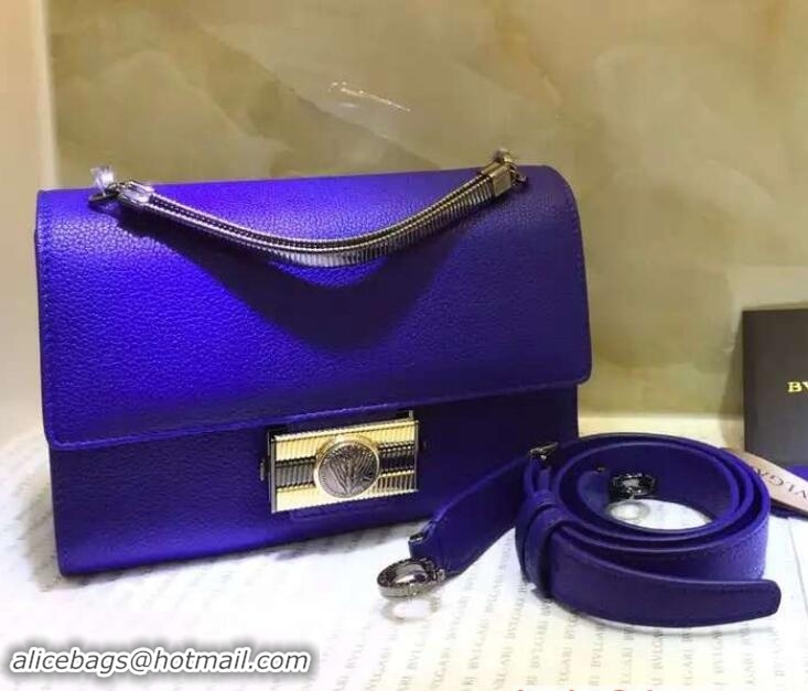 Best Grade Bvlgari Monete Flap Cover Small Bag with Tubogas Handles 38558 Blue