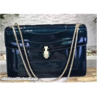 Good Quality Bvlgari Brushed Metallic Calf Leather Serpenti Forever Flap Cover Bag 5118 Teal Green