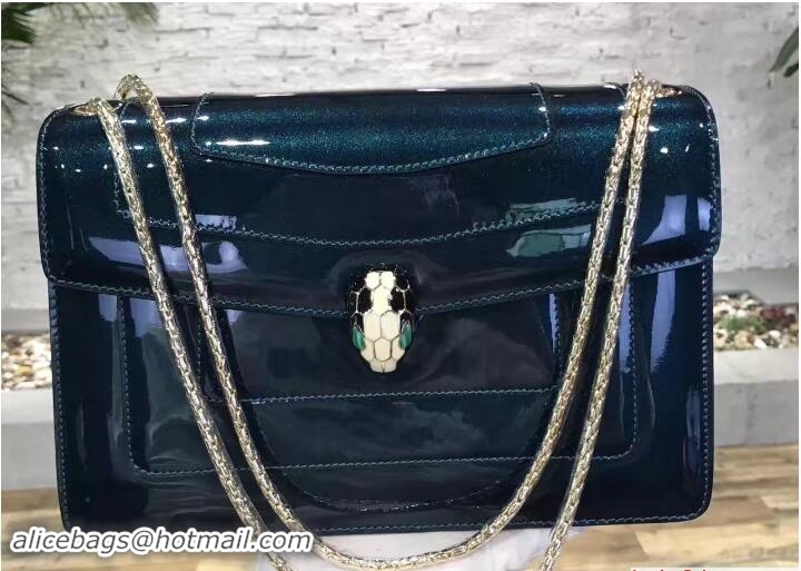 Good Quality Bvlgari Brushed Metallic Calf Leather Serpenti Forever Flap Cover Bag 5118 Teal Green