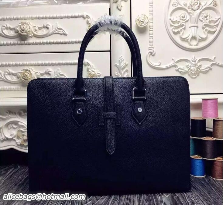 Good Quality Hermes Original Togo Leather Men's Briefcase Bag H60301 Black