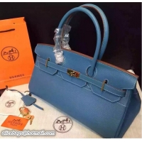 Modern Hermes Birkin 42cm Bag in Original Togo Leather Bag H60302 Denim Blue