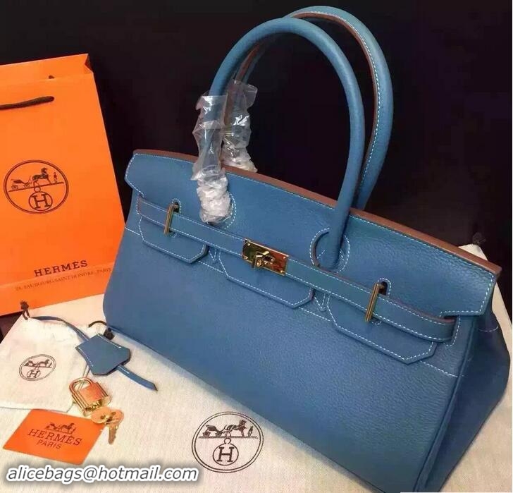 Modern Hermes Birkin 42cm Bag in Original Togo Leather Bag H60302 Denim Blue