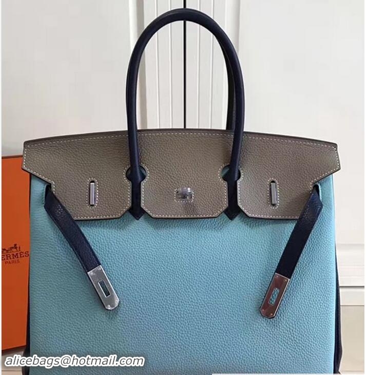 Trendy Design Hermes Mini Birkin 35cm Bag in Original Togo Leather Ba H60403 Light Blue/Gray