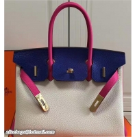 Unique Style Hermes Mini Birkin 30cm Bag in Original Togo Leather Bag H60402 Milky/Blue